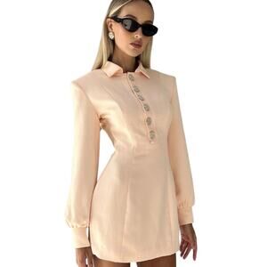 NEW Atoir Sze 2 Pink Peach Orange Goldie Collared Mini Dress Work Classy Buttons